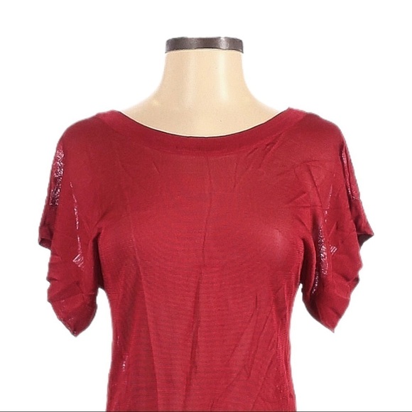 Shopbop Bob Basics Red Sheer Short Sleeve Mini Bodycon Stretchy Dress Size XS - Picture 4 of 9